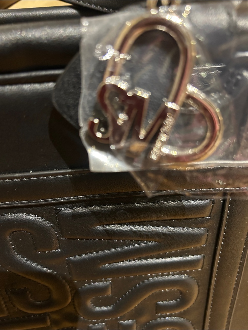 NEW Steve Madden Structured Black Leather Tote Bag - Picture 4 of 6